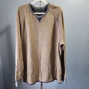 Tommy Bahama Reversible Crew Neck Knit Cotton Sweater Men's XL Brown / Navy Blue